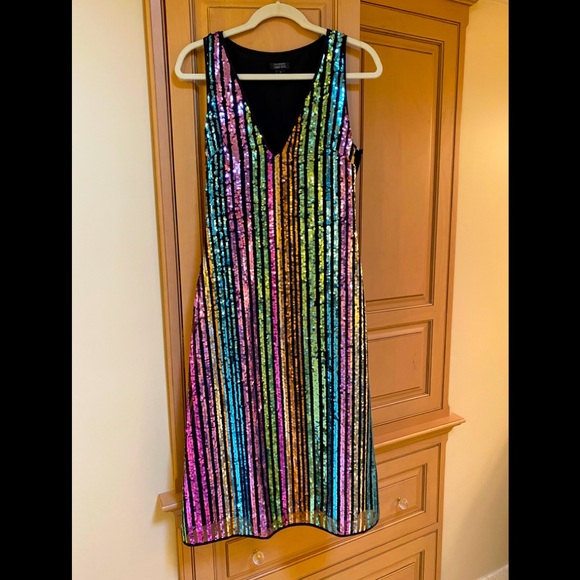 New Halogen sequin rainbow long dress size - Picture 2 of 13